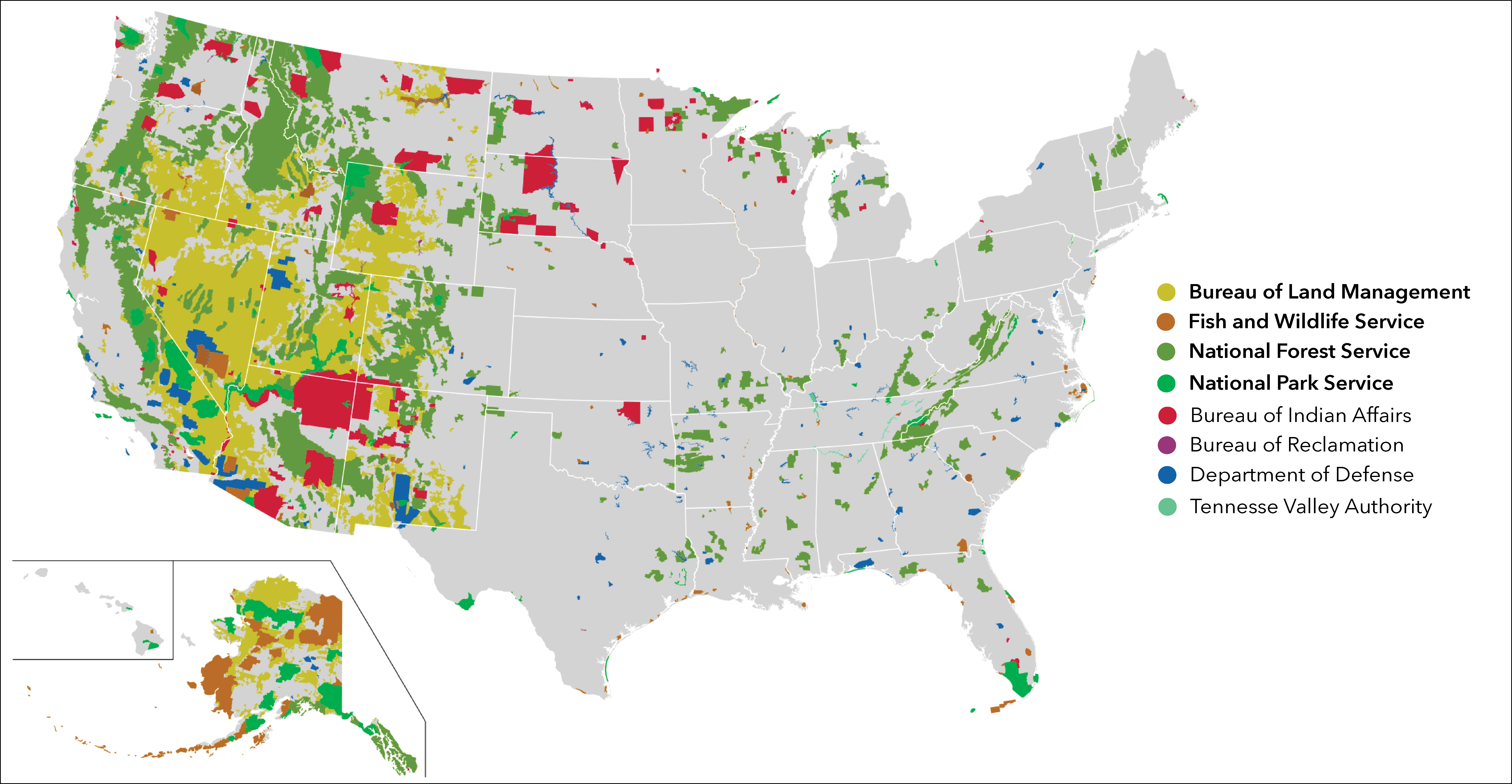 Map of the United States federal land. - Science in the News